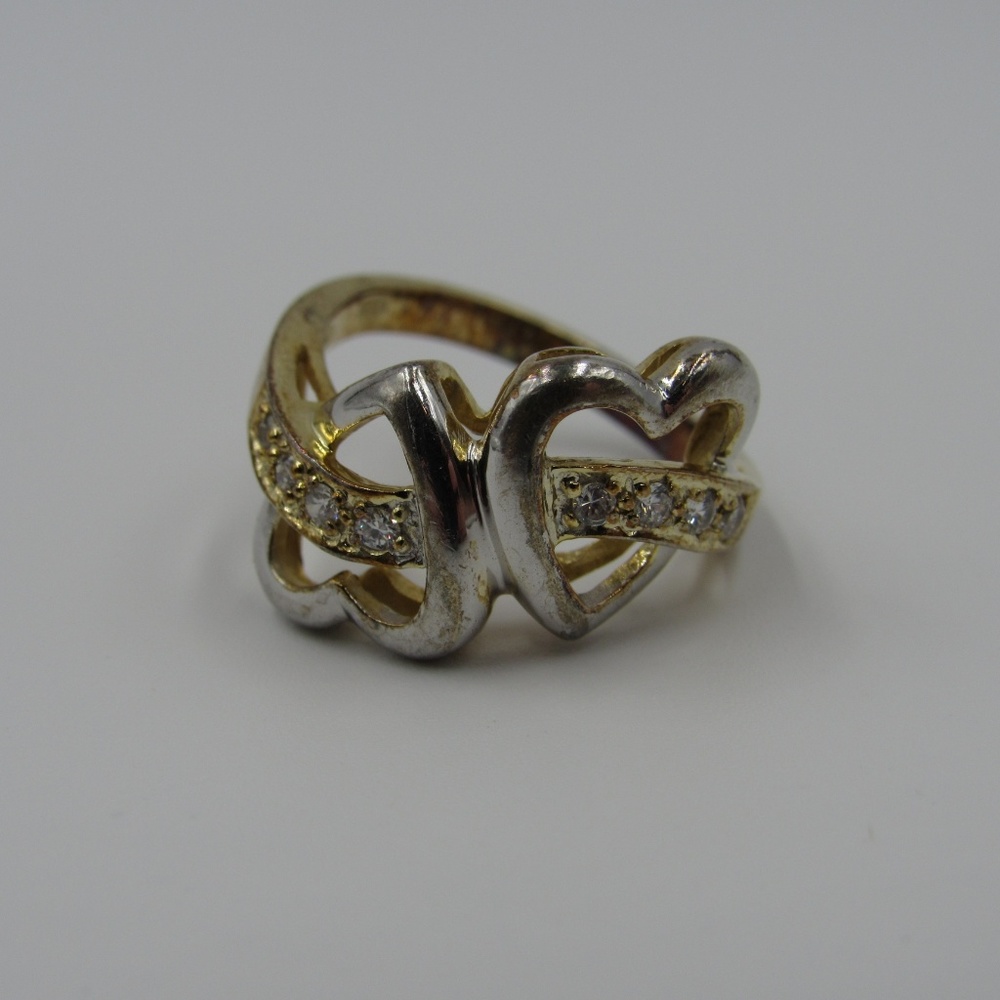 Vintage Size 6 Sterling CZ Diamond Heart Ring - Picture 2 of 8